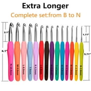 Yarniss 14 Size Crochet Hooks 2.0mm(B)-10.mm(N), Crochet Hook with Ergonomic Soft Grip