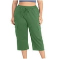 thumbnail image 6 of Zorckvet Womens Plus Size Capris with Pockets Summer Soft Baggy Casual Elastic Waist Cargo Pants Green Size 2XL, 6 of 10