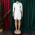thumbnail image 4 of AURA Plus Size Women Suit Collar Pleated High Waist A Line Short Dress Elegant Office Style, 4 of 8