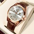 thumbnail image 4 of Reloj de lujo para hombre, resistente al agua, de cuarzo, de cuero, regalo para hombre, 4 of 5