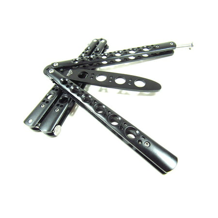 Deluxe Black Metal Steel Practice Balisong Butterfly (Best Balisong Knife For The Price)
