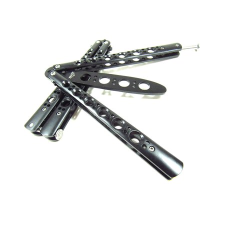 Deluxe Black Metal Steel Practice Balisong Butterfly (Best Butterfly Knife Trainer)