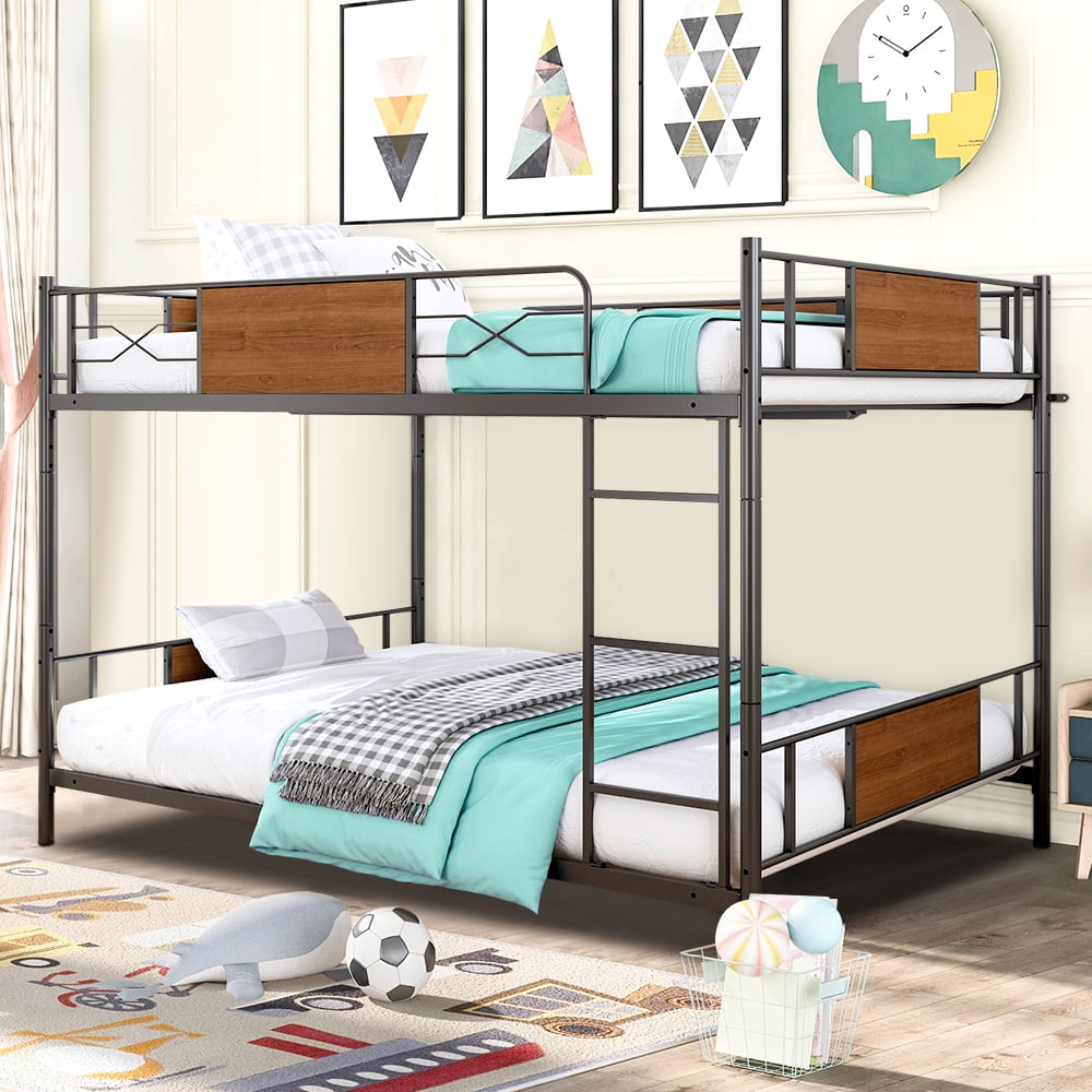 HSUNNS Metal Bunk Beds Full Over Full, Convertible Bunk Bed Frame with