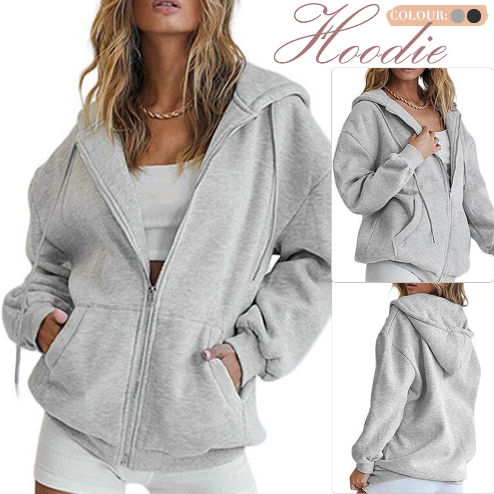 VALINK Front Open Hoodies with Pocket Thick Zipper Sweatshirt Drawstring Hood
