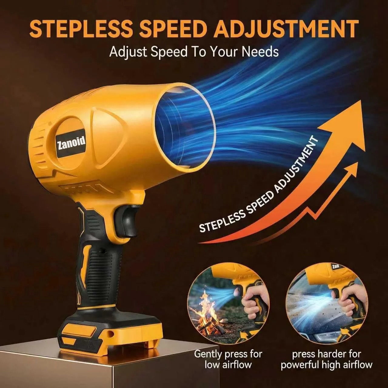 Cordless Turbo Jet Leaf Blower, 1000G High-Thrust Handheld Electric Blower for Yard, Driveway & Car Drying