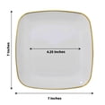 thumbnail image 3 of Efavormart 10 Pack | 7" White With Gold Rim Square Plastic Dessert Party Plates, Disposable Appetizer Salad Plates, 3 of 11