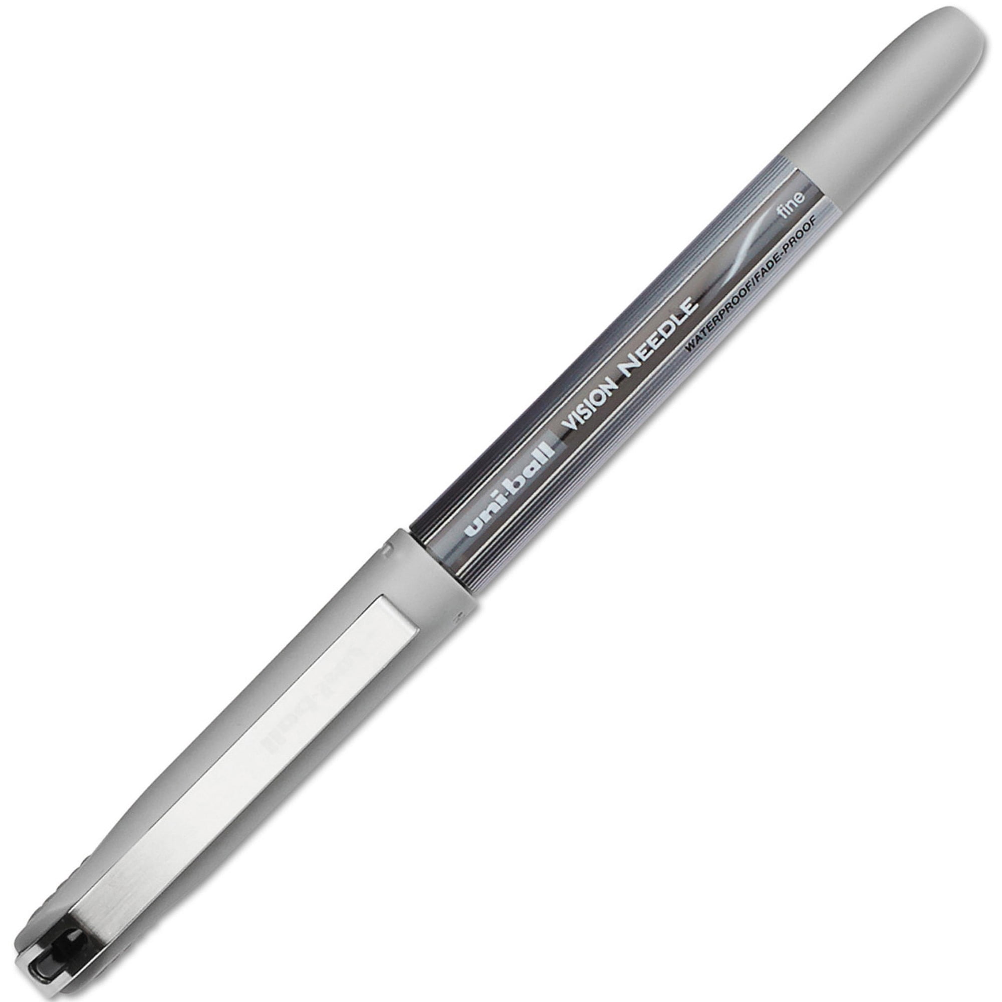 uniball Vision Needle Rollerball Pens, Fine Point (0.7mm), Black, 12