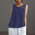thumbnail image 2 of CHUMUD Womens Summer Cotton Linen Tops Sleeveless Casual Blouse Crew Neck Side Slit Top Loose Fit Spring Fashion, 2 of 8