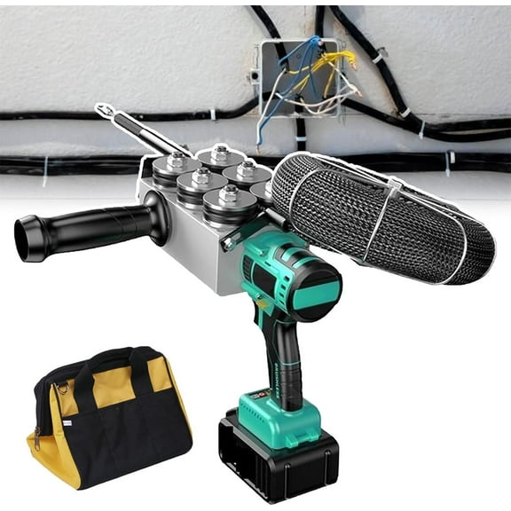 Fully Automatic Threading Machine, 40m/Min Hidden Cable Electric Cable Pulling Tool, Battery Powered Threading Machine for Drywall Ceiling Under Rug Condui,Pulling Force:70kg