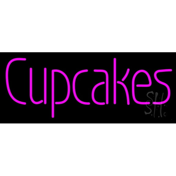 Pink Cupcakes LED Neon Sign 10 x 24 - inches, Clear Edge Cut Acrylic Backing, with Dimmer - Bright and Premium built indoor LED Neon Sign for restaurant window and interior decor.