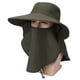 thumbnail image 4 of Sombrero protector con cubrebocas, transpirable, para exteriores, con protección antisalpicaduras y ala ancha (verde militar), 4 of 7