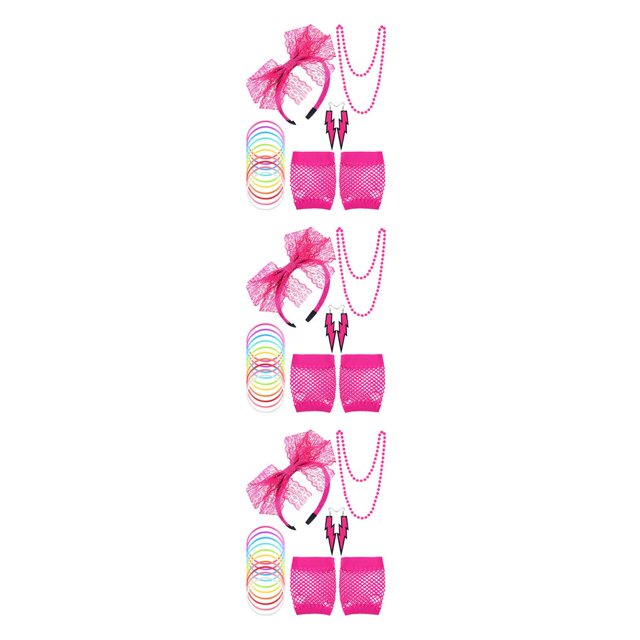 Advancent 1 juego de disfraces con guantes de rejilla, diseño de encaje, ropa especial, suministro de fiesta de los años 80 para clubes nocturnos, rosa Type1 NO1 Advancent CBP385596