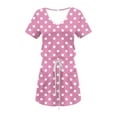 thumbnail image 6 of Ovbmpzd Women's Cocktail Dresses Pink Polka Dot Mini Dress V Neck Short Sleeve Dresses Womens Formal Dresses L, 6 of 6