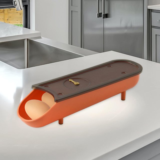Caja de almacenamiento de huevos Organizador Bin Contenedor de huevos Contenedor de almacenamiento de huevos Diseño de diapositivas Bandeja de huevos Naranja Macarena bandejas de huevos