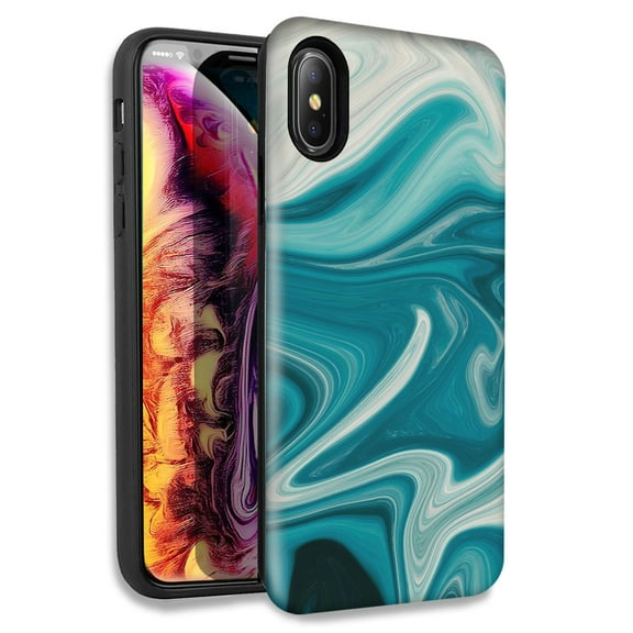Mundaze Green Abstract Paint Double Layer Hybrid Case Cover For Apple iPhone X XS