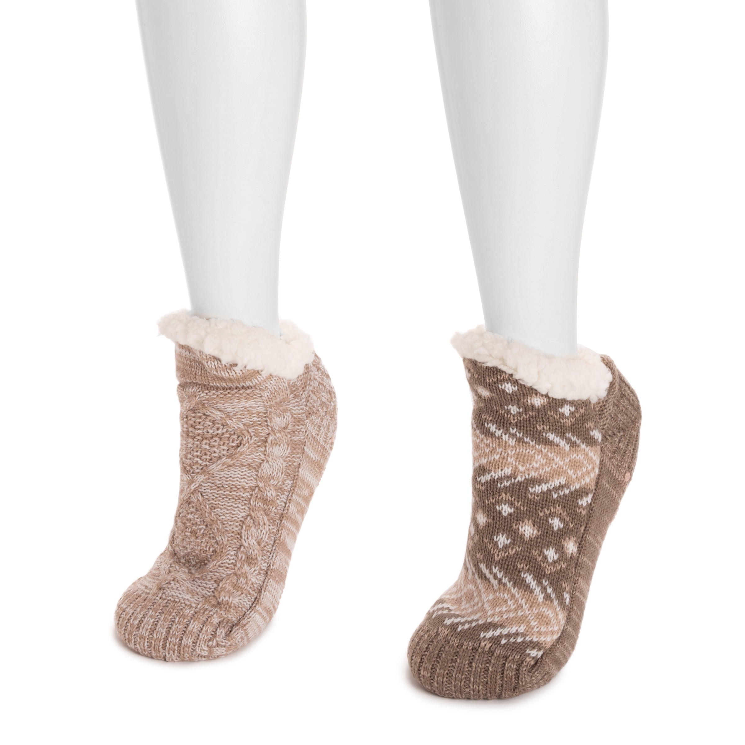 MUK LUKS Women's Shortie Cabin Socks, 2-Pack, S-M / L-XL