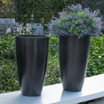 thumbnail image 7 of FIASON 2 Pack 21 Inch Dark Brown Brushed Tall Planters, 6.5 Gallon Tapered Plastic Plant Pots with Drainage, Mesh Screens & 2-in-1 Shelf Saucers, Indoor Outdoor Porch Patio Garden, 7 of 7