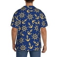 thumbnail image 5 of KLL Anchors and Nautical Print Men's Shirt Short Sleeve Button Down Summer Cuba Beach Shirts- Small, 5 of 7