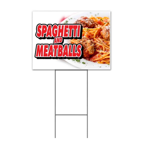 Spaghetti & Meatballs (18" x 24") Yard Sign, Includes Metal Step Stake
