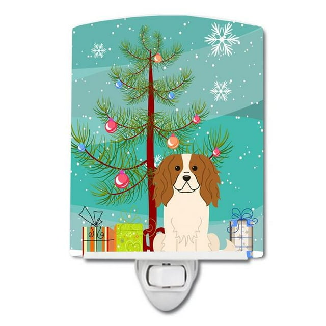 Carolines Treasures BB4183CNL Merry Christmas Tree Cavalier Spaniel Ceramic Night Light