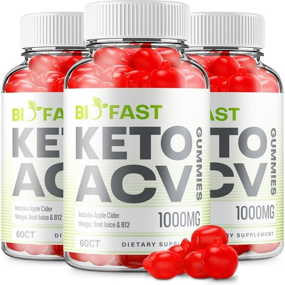 3 Pack Bio Fast Keto ACV Gummies - Official - Keto BioFast ACV Advanced Formula Plus Apple Cider Vinegar Dietary Supplement B12 Beet Root Juice Men Women 180 Gummies