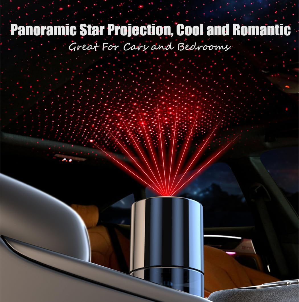 Car Diffuser,Smart Car Air Freshener, Essential Oils Atomizer,Mini Humidifier,Car Diffuser with Star Projector and Flame Ambient Mood Light,3 Mode Adjustable Auto On/Off