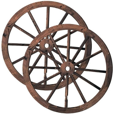 MERRYHAPY Wagon Wheel Decor Light Brown Wooden Wagon Wheels Western Decor 2Pcs 11.4In