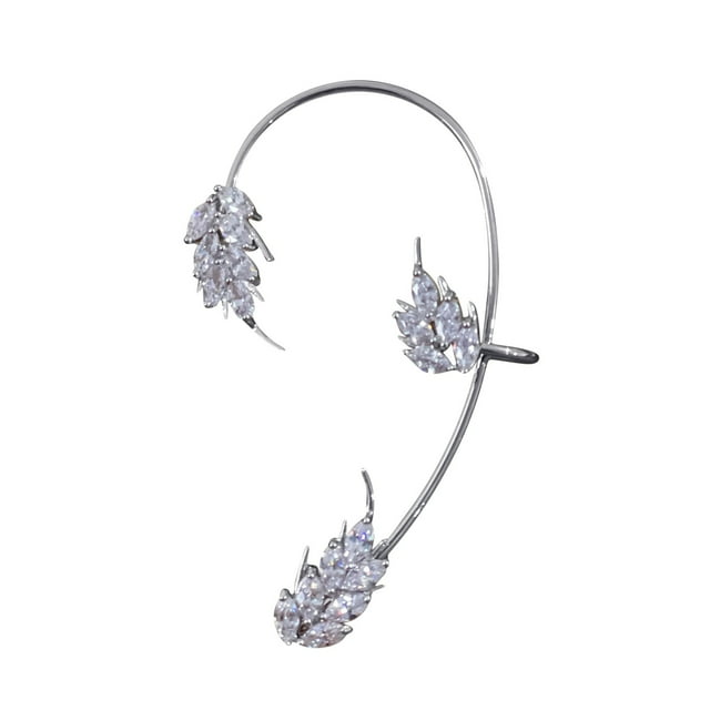 Flash Drill Wheat Ears Earrings Feather Rhinestone Ear Clip For Women Girls No Piercing Wheat Ears Ear Clips Wheat Ears Earrings Wrap Earrings For Women Earrings for Women Women's Hoop Earrings Ear