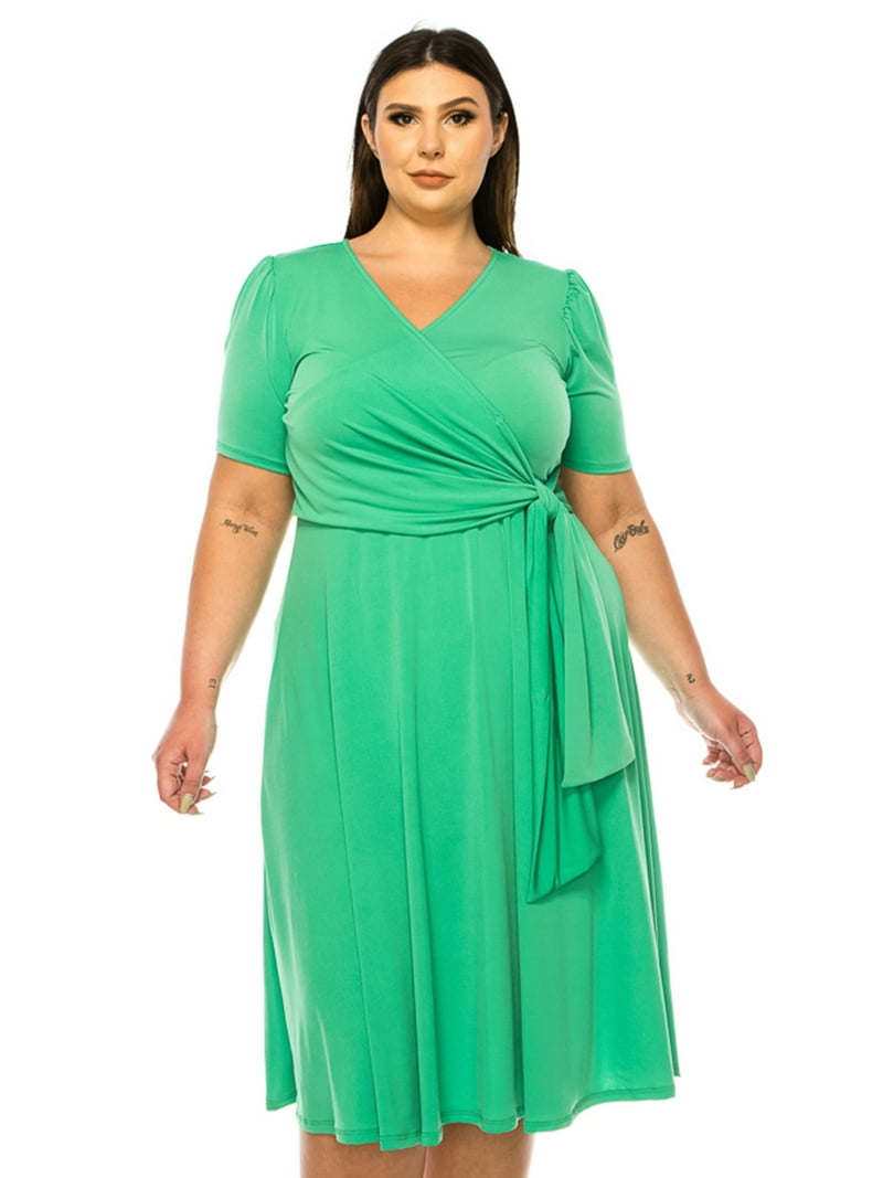 emerald green wrap dress plus size Emerald wrap plus size dress main image 1