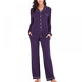 thumbnail image 1 of Pantalon à Manches Longues pour Femmes Pyjama Violet 2XL, 1 of 7