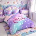 thumbnail image 2 of Manfei Amphibian Print 7pcs Queen Bedding,Pastel Axolotl Bedding Comforter Set Queen,Pink Reversible, 2 of 6