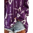 thumbnail image 4 of DYMADE Women Plus Size Loose V-Neck Long Sleeve Printed Blouse Top, 4 of 4