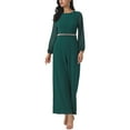 thumbnail image 2 of INSPIRE CHIC Women's Wide Leg Pants Jumper Long Sheer Sleeve Cocktail Jumpsuits S Dark Green, 2 of 5