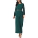 thumbnail image 2 of Pantalones de pierna ancha para mujer INSPIRE CHIC, mono de manga larga transparente, jumpsuit de cóctel 2XL verde oscuro, 2 of 5