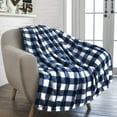 thumbnail image 4 of Kumdkd Christmas Fleece Throw Blankets, Blue & White Plaid Fleece Throw Blanket, Buffalo Plaid Throw Blanket for Couch Sofa Bed, Soft Warm Fuzzy Cozy Plush Checkered Blanket, 4 of 6