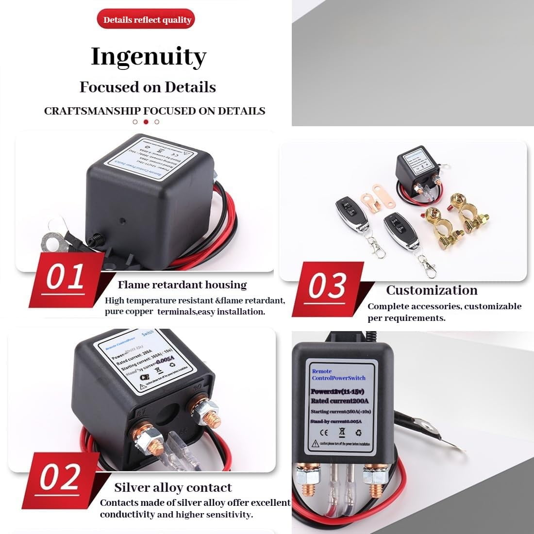 Wireless Remote Control Battery Relay Switch, 2026 New Battery Disconnect Switch with Two Control Anti-Theft Key Fobs & Warm-Up/Cool-Down, Remote Kill Switch for 12v Car Truck Rv Vehicle