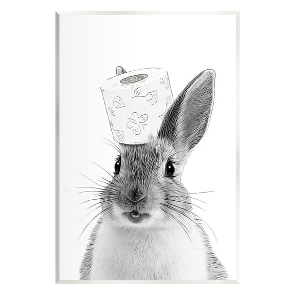 Stupell Industries Rabbit & Toilet Paper Bathroom Animals & Insects Painting Unframed Art Print Wall Art