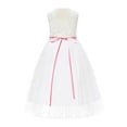 thumbnail image 2 of Ekidsbridal Girl Pageant Flower Girl Dress - Ivory Floral Lace V-Back Tulle with Rhinestone Ribbon 207R4-A (Size: M-10), 2 of 3