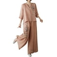thumbnail image 1 of Wensltd Womens Embroidery Set Fashion Shirt Lightweight Wide Leg Pants Two Piece Set, 1 of 2