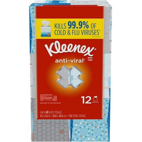 Kleenex Anti-Viral 3-Ply Facial Tissue - Cube boxes (60 tissues, 12 pk.)