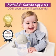 b.box Sippy Cup with Weighted Straw for Toddlers, Leakproof, 8oz - Latte