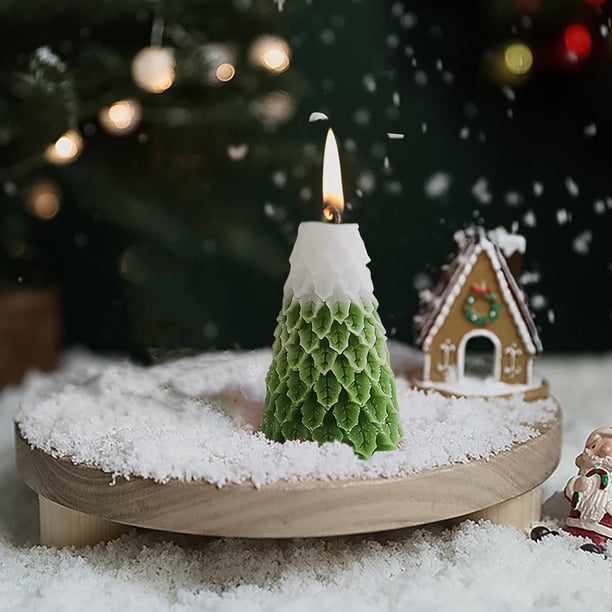 Fiudx Vela Aromática de Árbol de Navidad, Hecha a Mano con Aroma a Té Blanco, Pequeño Regalo Decorativo, Decoración para Fiestas, Juego de Velas Festivas, Ambiente Cálido, Tamaño 5X5X10 Cm, Ideal par