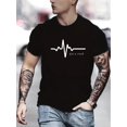thumbnail image 1 of Camiseta creativa con estampado gráfico de ECG para hombre, informal, de manga corta y cuello redondo, para verano y actividades al aire libre., 1 of 6