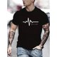 thumbnail image 1 of Camiseta creativa con estampado gráfico de ECG para hombre, informal, de manga corta y cuello redondo, para verano y actividades al aire libre., 1 of 6