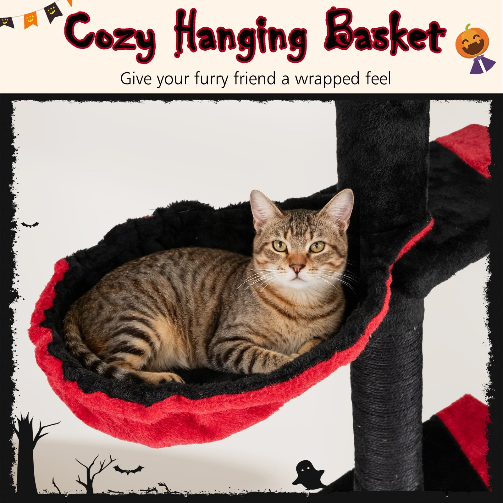 Gymax 5-Tier Tall Multi-Level Cat Tower w/Condo Hammock Sisal Scratching Posts Ball