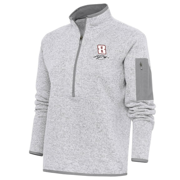 Women's Antigua Heather Gray Kyle Busch Fortune Half-Zip Pullover Sweater