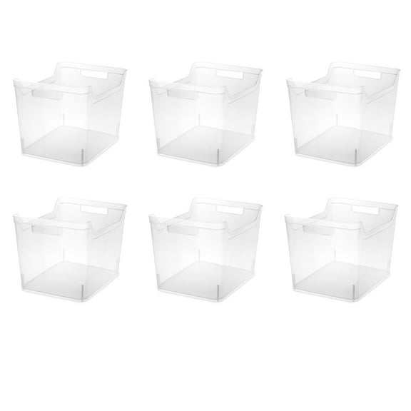 Sterilite Wide Shelf Bin, Clear Plastic Open Storage Containers, Multi-purpose Organizers, 6 Count