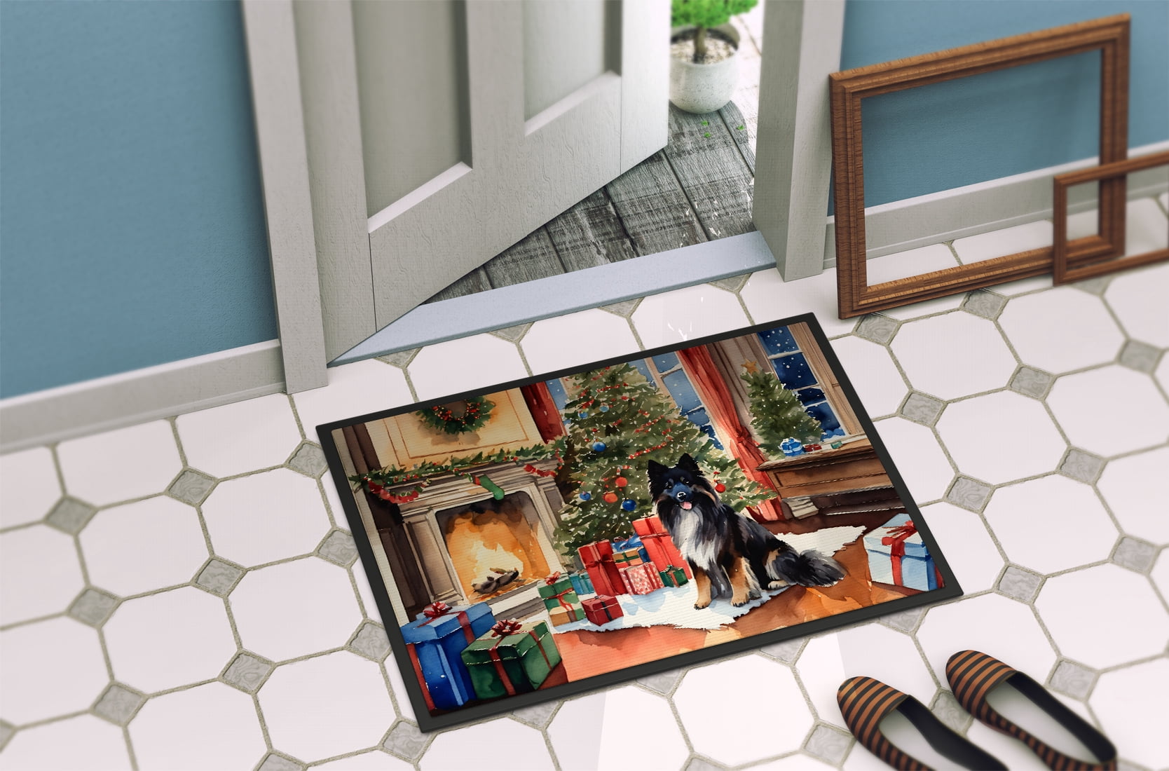 Carolines Treasures DAC2691MAT 18 x 27 in. Keeshond Cozy Christmas Doormat