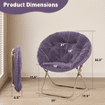 thumbnail image 2 of MoNiBloom Faux Fur Saucer Chair for Adults, Comfy Fluffy for Living Room Bedroom Dorm Apartment, with Thick Padded & Folding Metal Frame (Purple), 2 of 10