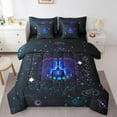 thumbnail image 1 of YST Gemini 7-Piece Twin Comforter Set, Neon Blue Nebula, Cosmic, 1 of 4